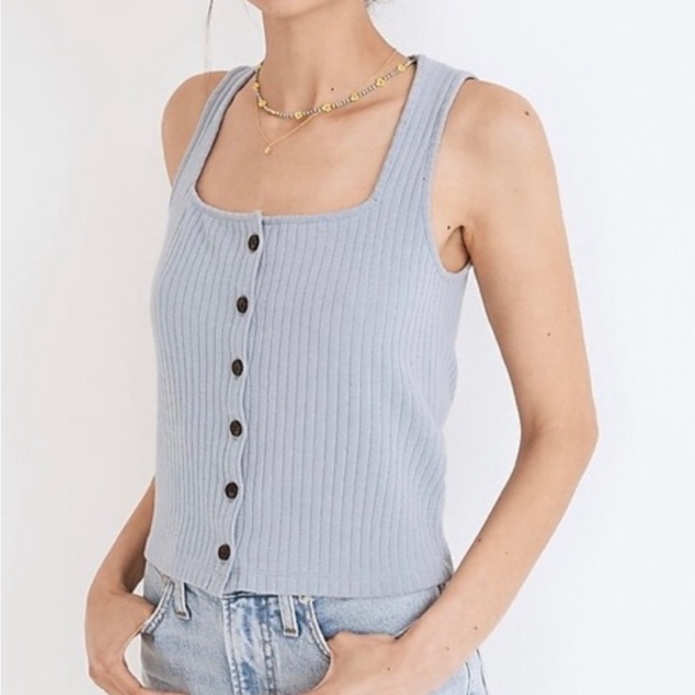 NWT Madewell Ribbed Button-Front Crop Tank